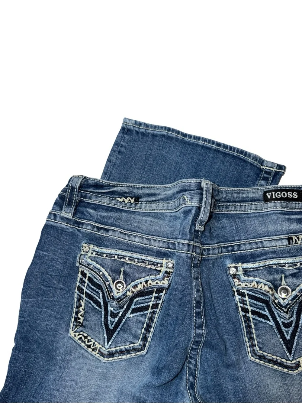 Vigoss Women's Blue Flare Jeans - Mid Wash Wide Leg